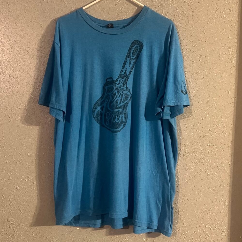 Very Important Tee Unisex XXL Blue "On The Road Again" with Guitar road trip